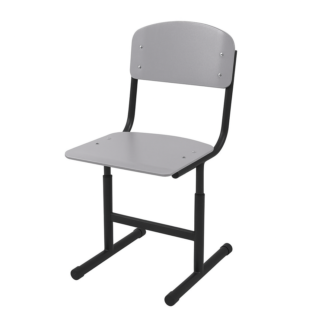 Стілець учнівський Т-подібний, на металевому каркасі (кругла труба), регулюється на ростові групи №4-6, ЛЕЛЕКА, 385х430-440х775-855 мм.